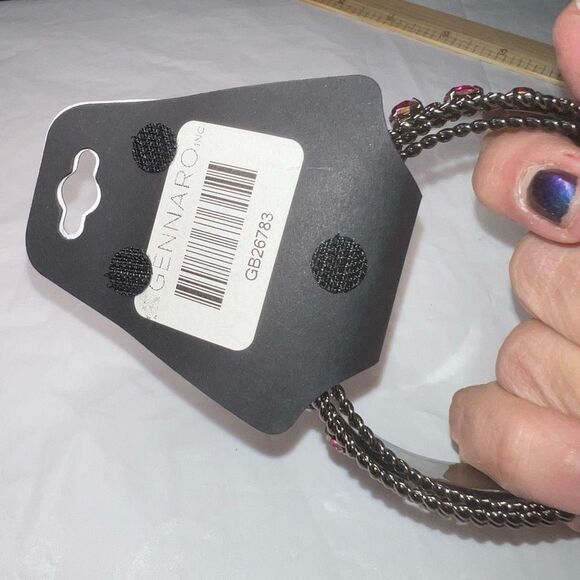 G by Gennaro Gunmetal And Pink Crystal Bangle Set - Picture 7 of 7